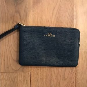 Blue leather Coach Wristlet